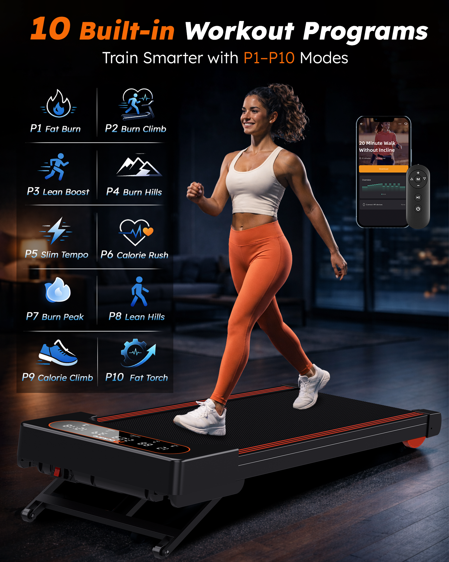 Walking Pad Treadmill with Auto Incline 12%-12Level, Quiet BLDC EvoDrive, Under Desk Treadmill for Home Office, Full Metrics Display, Extra-Large Belt, Quadra Cushion, 300lbs Capacity, App Control